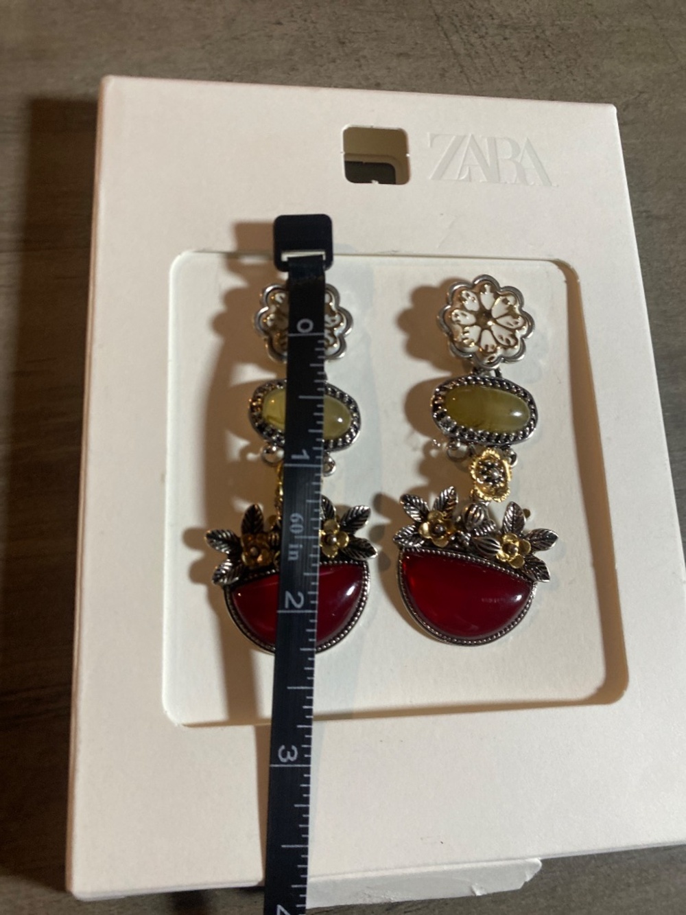 NWT Zara Floral Drop Resin Earrings - Picture 8 of 8
